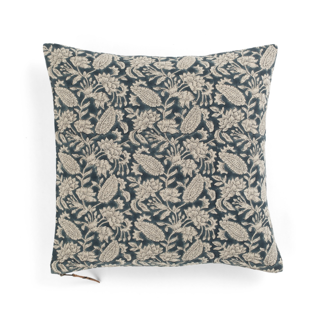 Kuddfodral i linne Jodhpur jeansblå 50x50