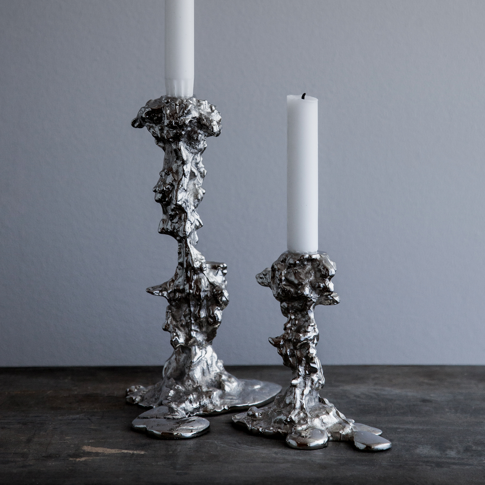 Ljusstake Drip liten silver