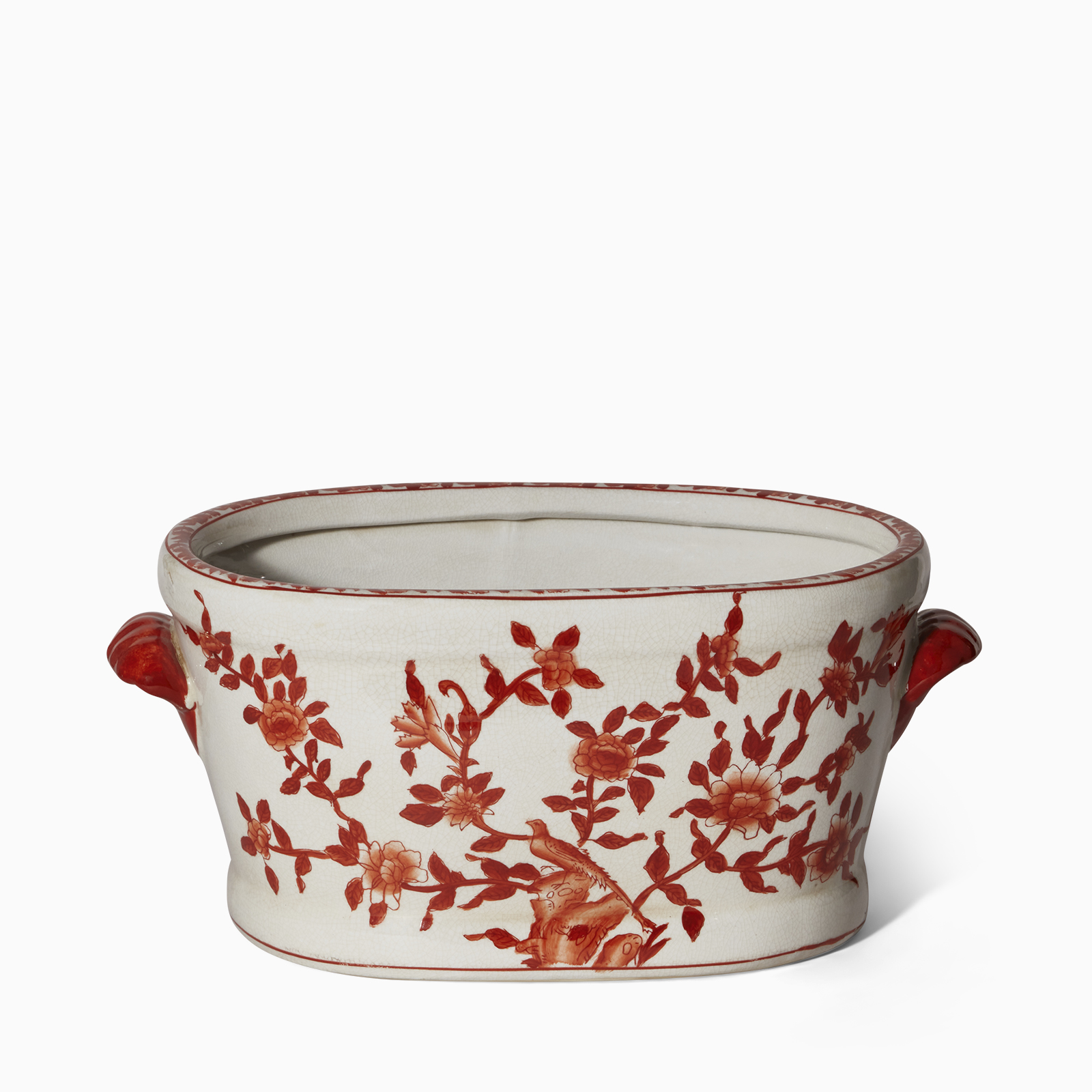 Kruka Jardiniere 45 cm röd oval