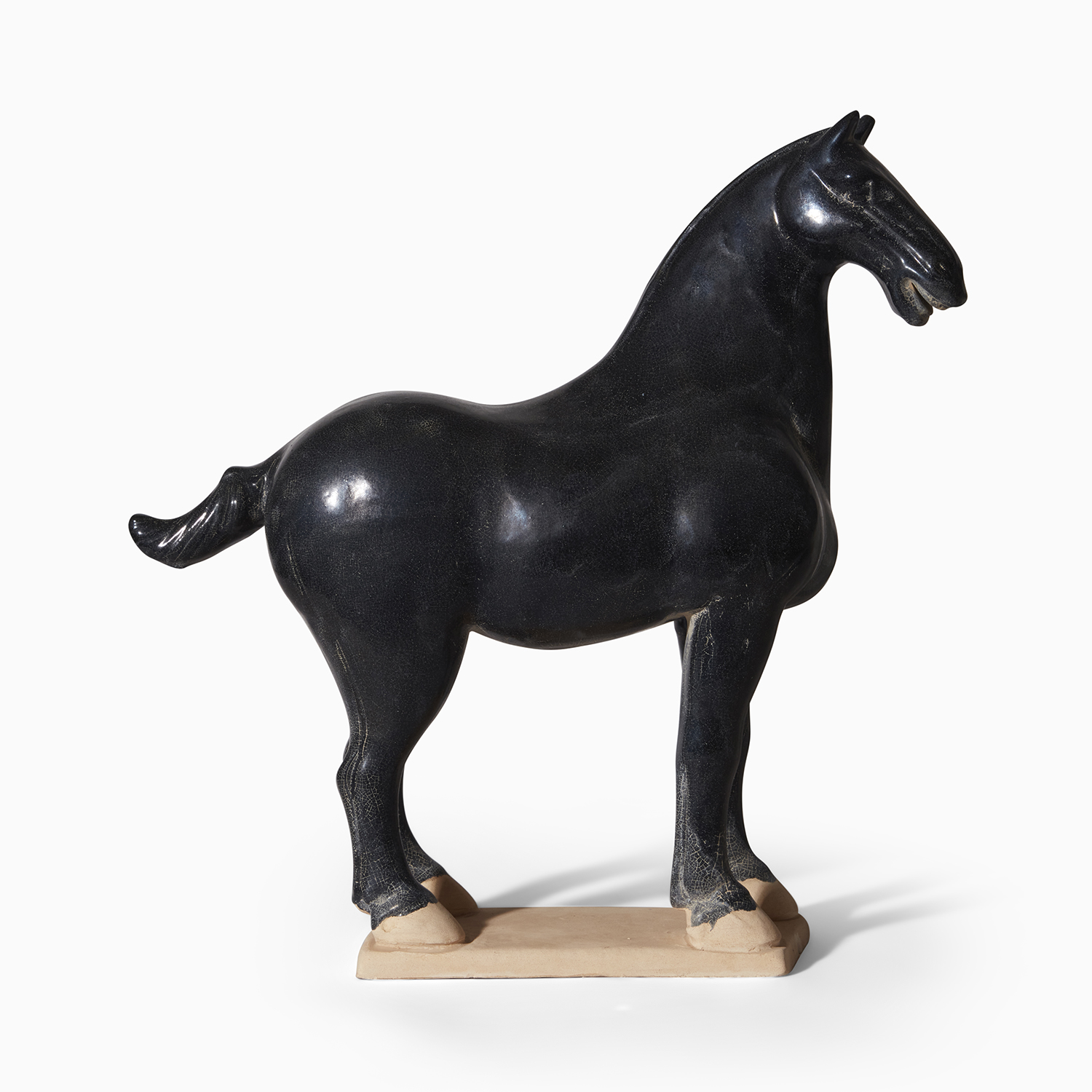Häst svart keramik stor