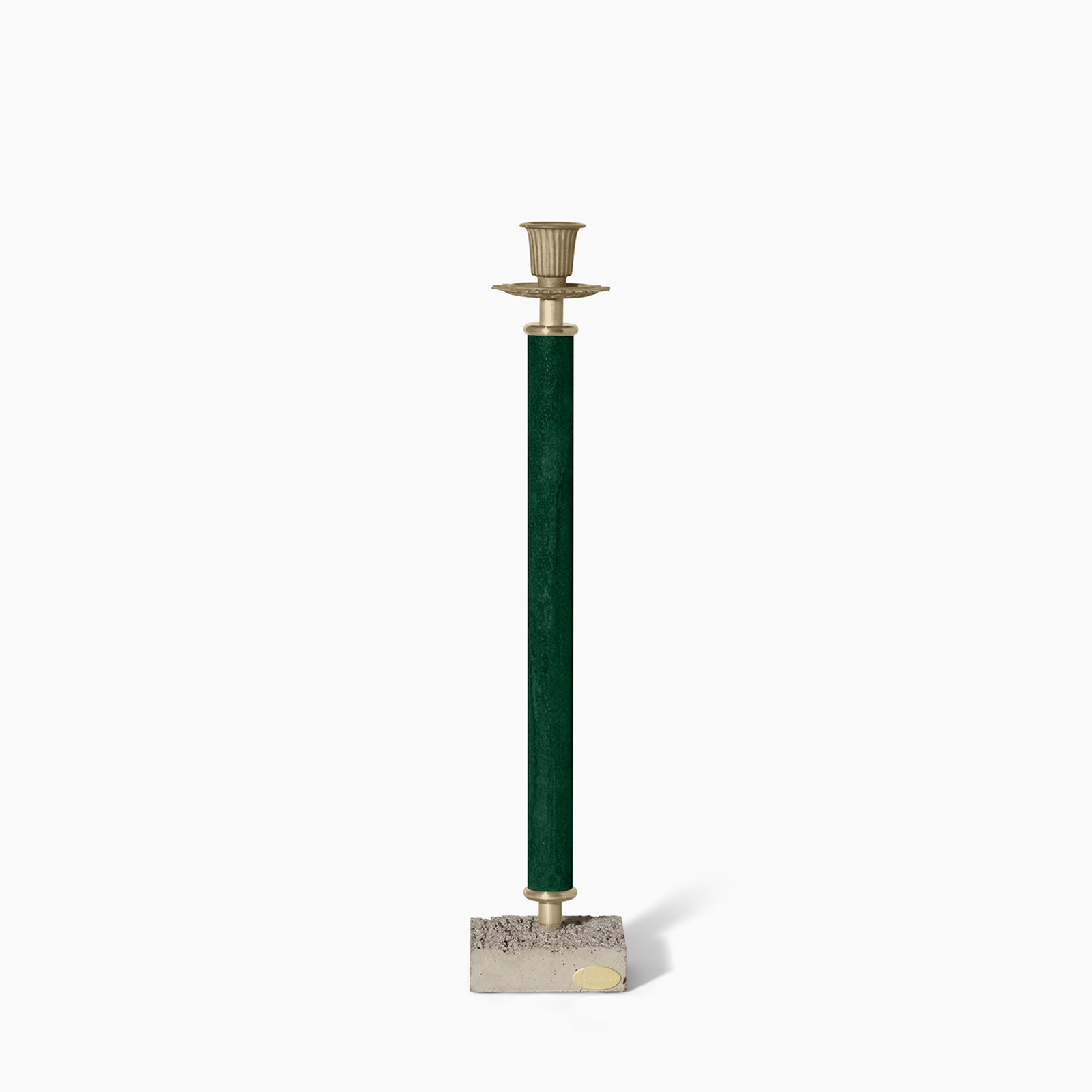 Ljusstake med cementfot 32 cm grön