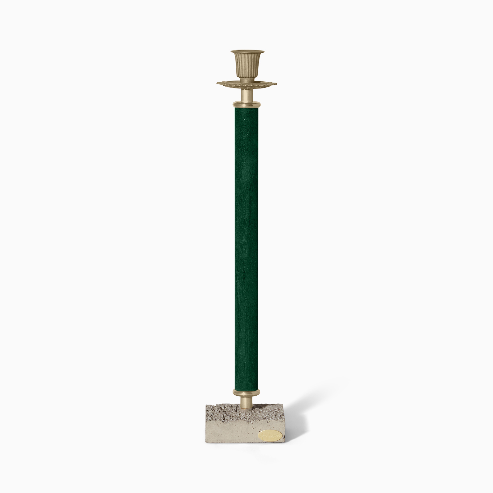 Ljusstake med cementfot 41 cm grön