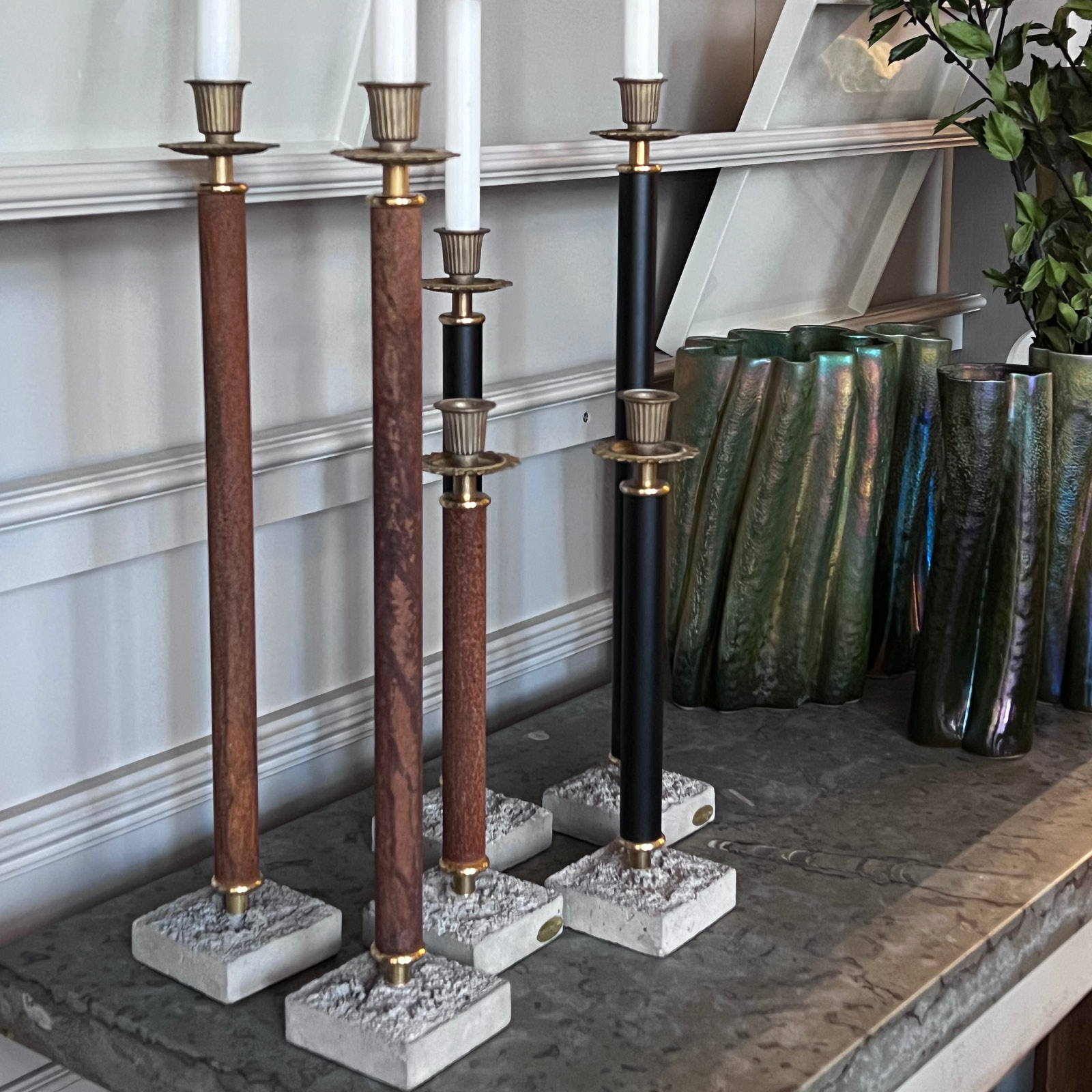 Ljusstake med cementfot 41 cm rost