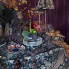 Duk Indian Rose 170x270 denim blå linne