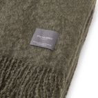 Pläd rolled fringes Green Marble mohair