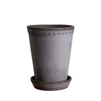 Kruka Helena Hög ø14 cm grå med fat