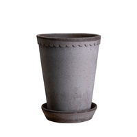 Kruka Helena Hög ø14 cm grå med fat