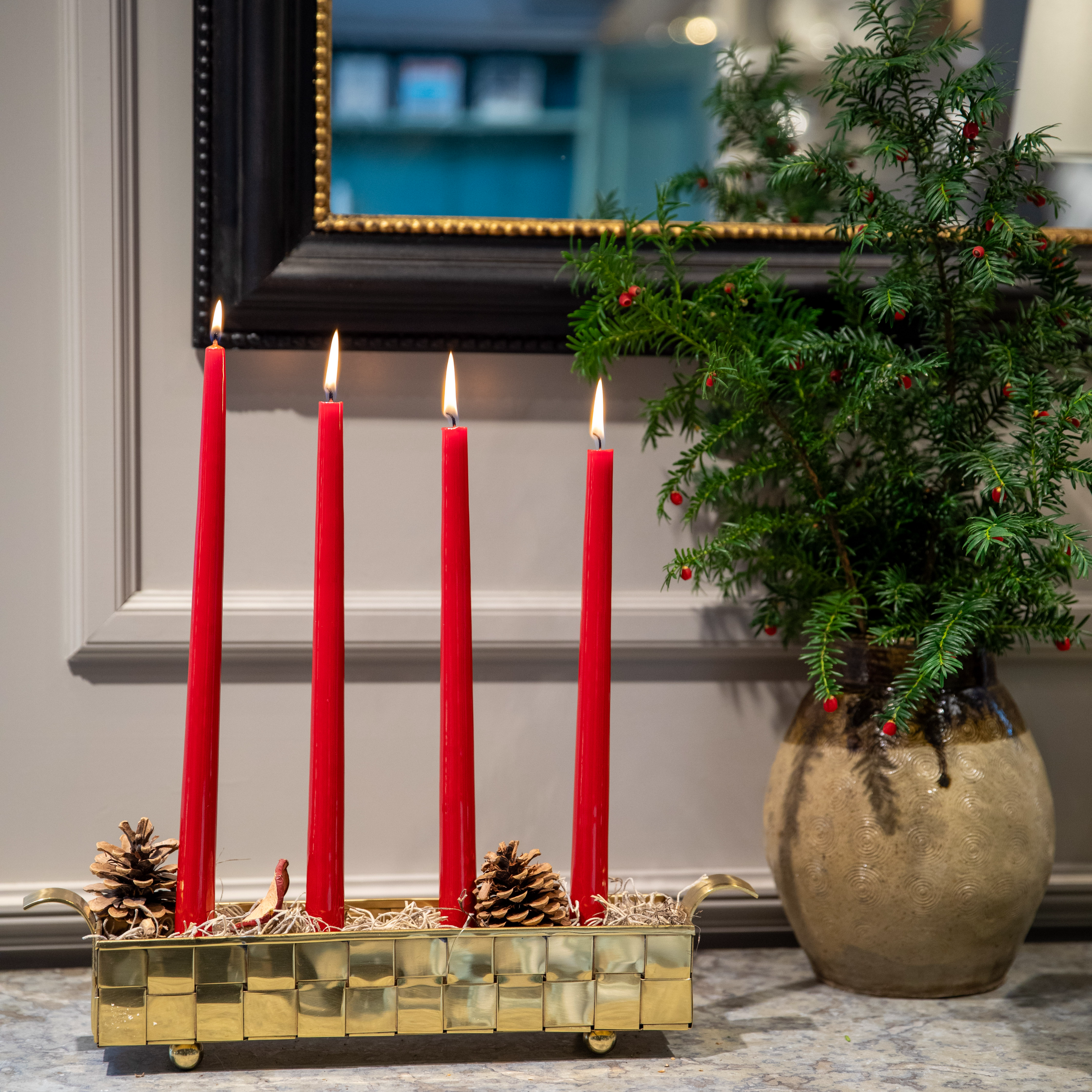 Adventsljusstake Näver Mässing