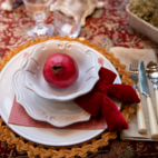 Röd sammetsrosett med puff 12 cm