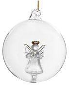 Julkula i glas med ängel 8 cm