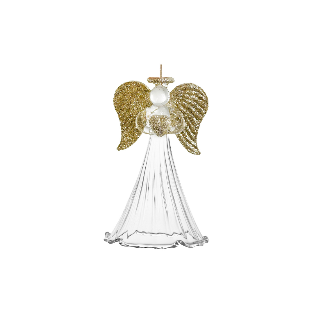 Julkula glasängel guld 8 cm