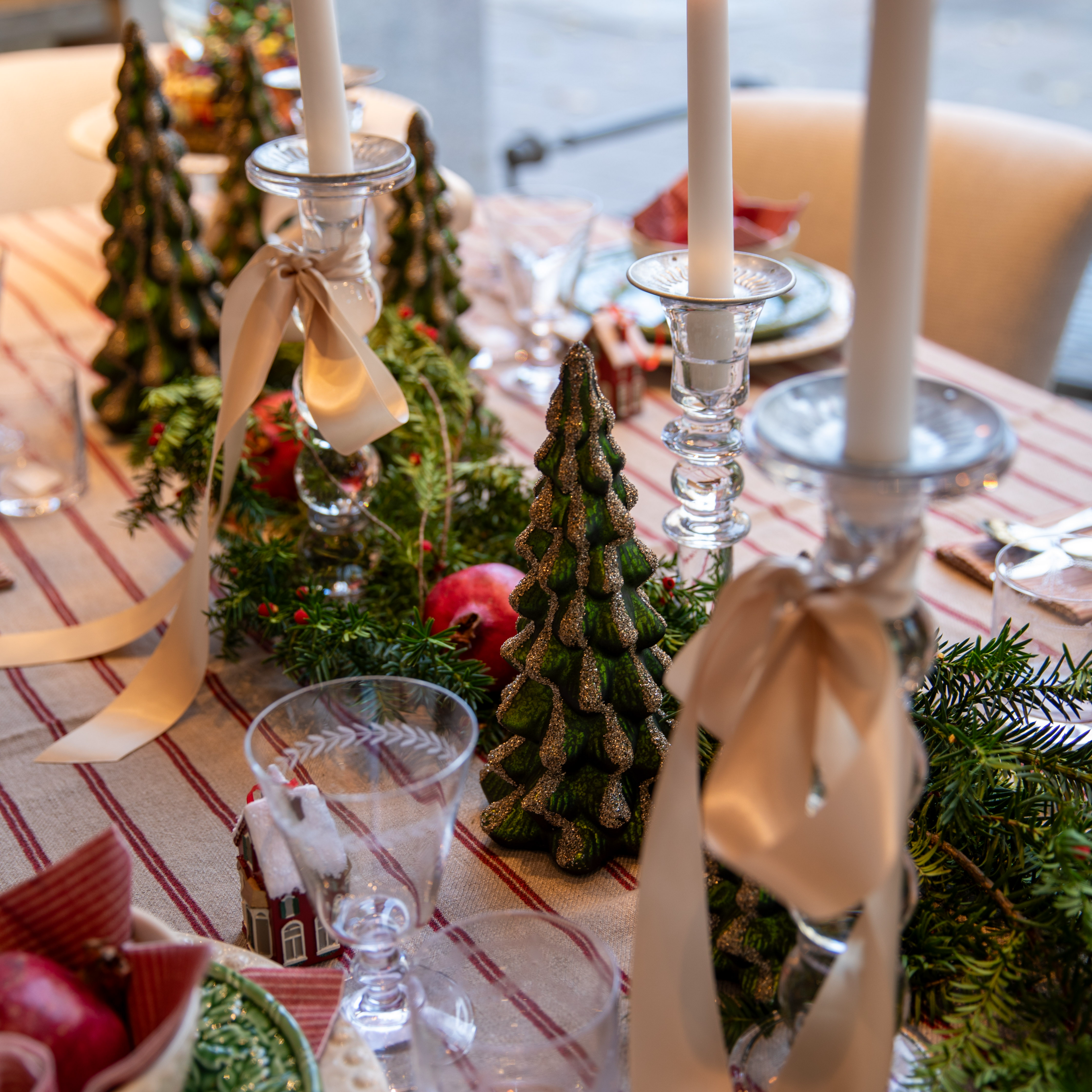 Glasgran grön glitter 20 cm