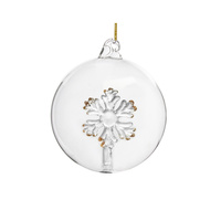 Glaskula klar med förgylld snöflinga inuti 8 cm