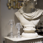 Glaslykta för värmeljus med avtagbar skärm klar 31cm