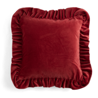Kuddfodral i sammet med volang röd 45x45 cm