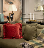 Kuddfodral sammet med volangkant röd 45x45 cm