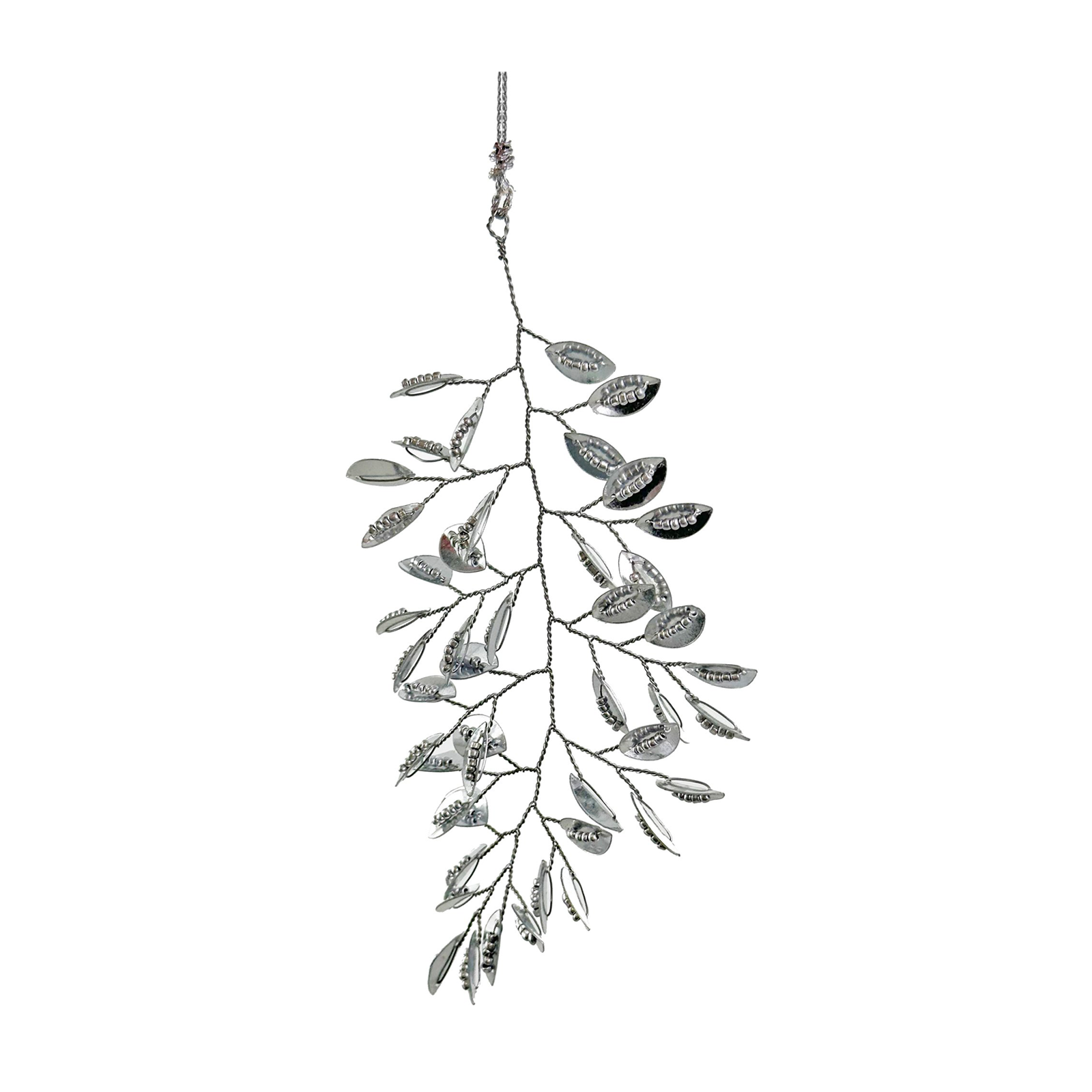 Grenformad metalldekoration silverfärgad 14 cm