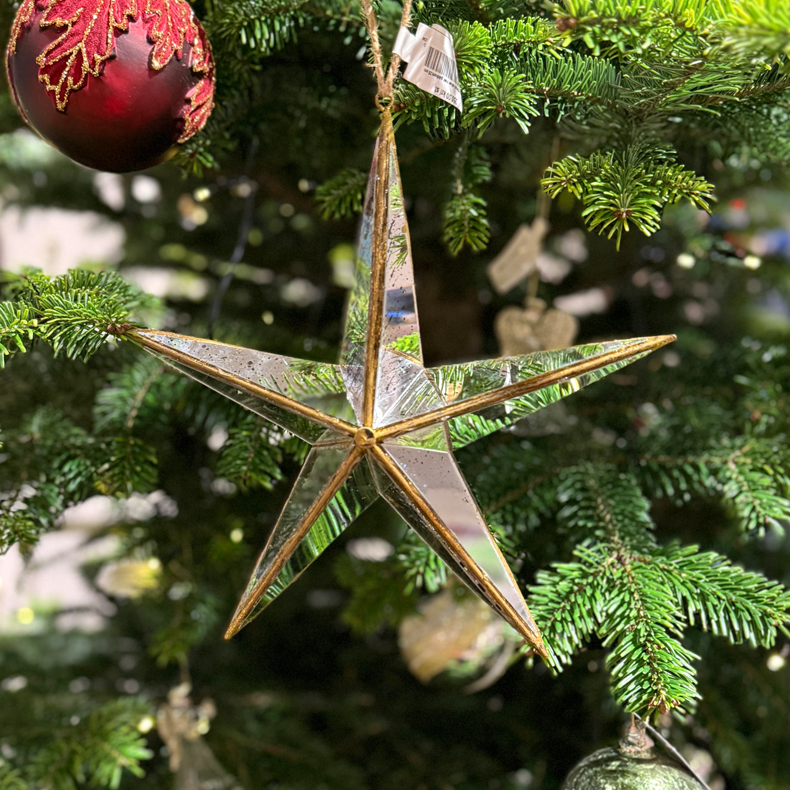 Spegelstjärna i silver med guldkant 25 cm