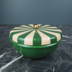 Metallask grön med randigt lock