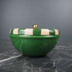 Metallask grön med randigt lock