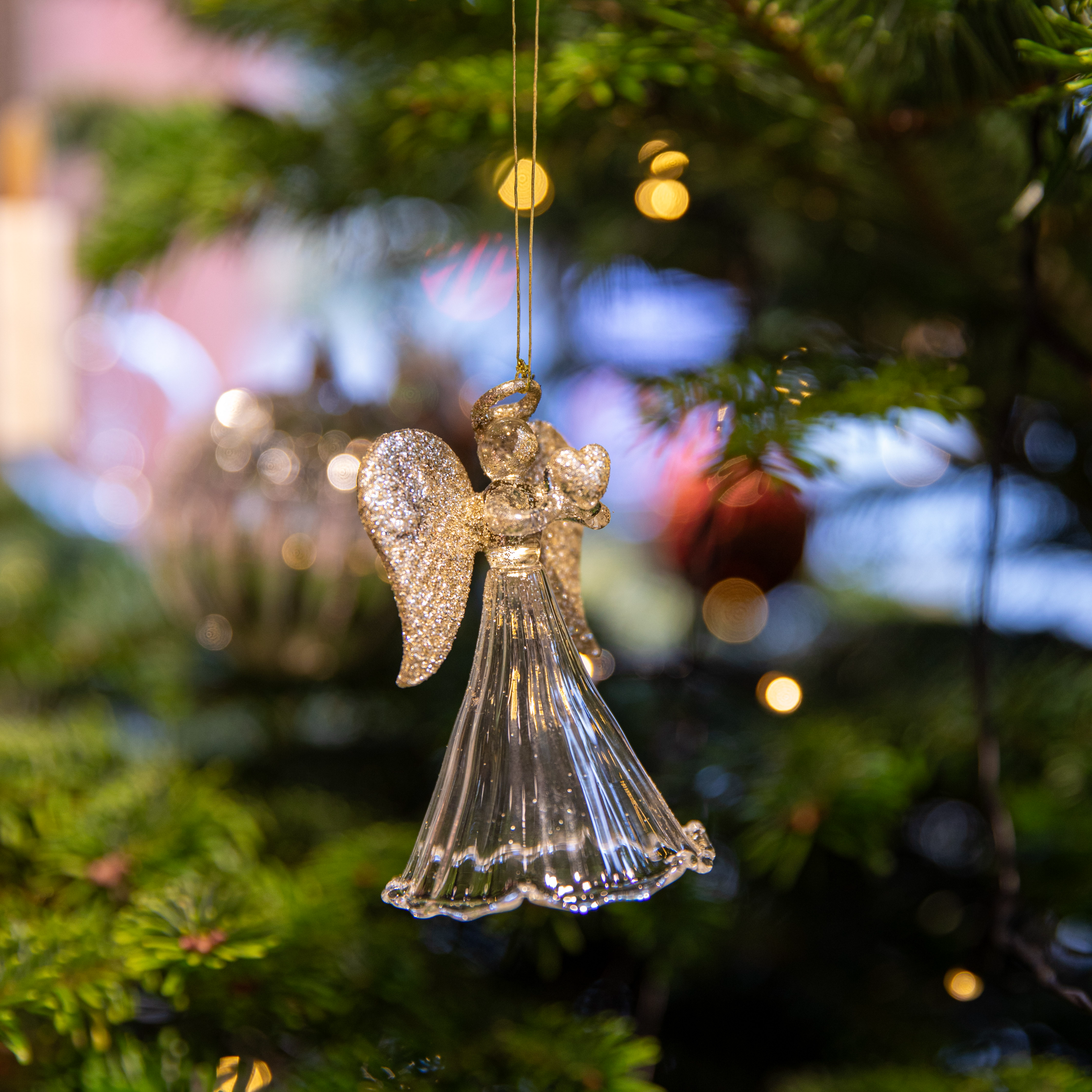 Julkula glasängel guld 8 cm