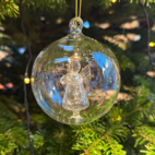 Julkula i glas med ängel 8 cm