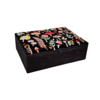 Smyckesask i svart sammet svampdekoration  M 20 x 15 x 7 cm