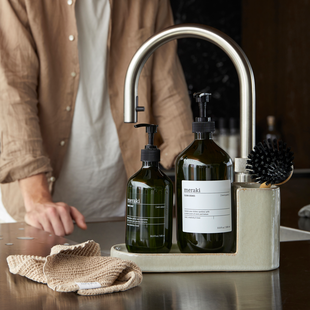 Borst- och tvålhållare grå Meraki