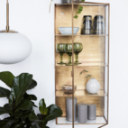 Väggskåp glas och mässing 3 hyllplan