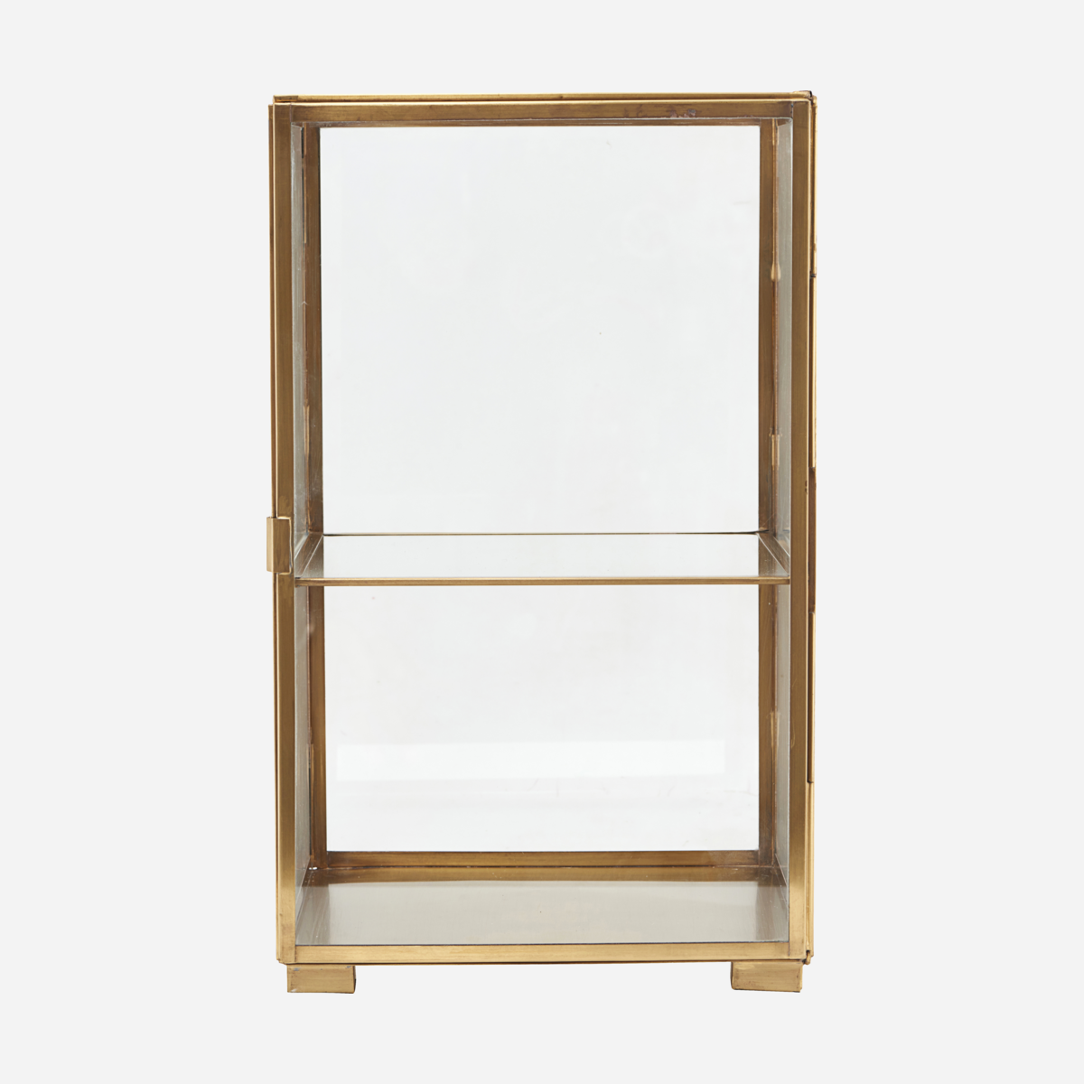 Bordsskåp i mässing och glas ett hyllplan