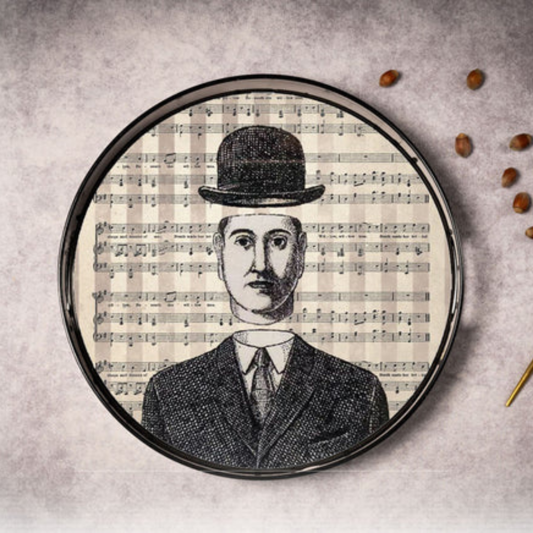 Bricka svart/vit rund