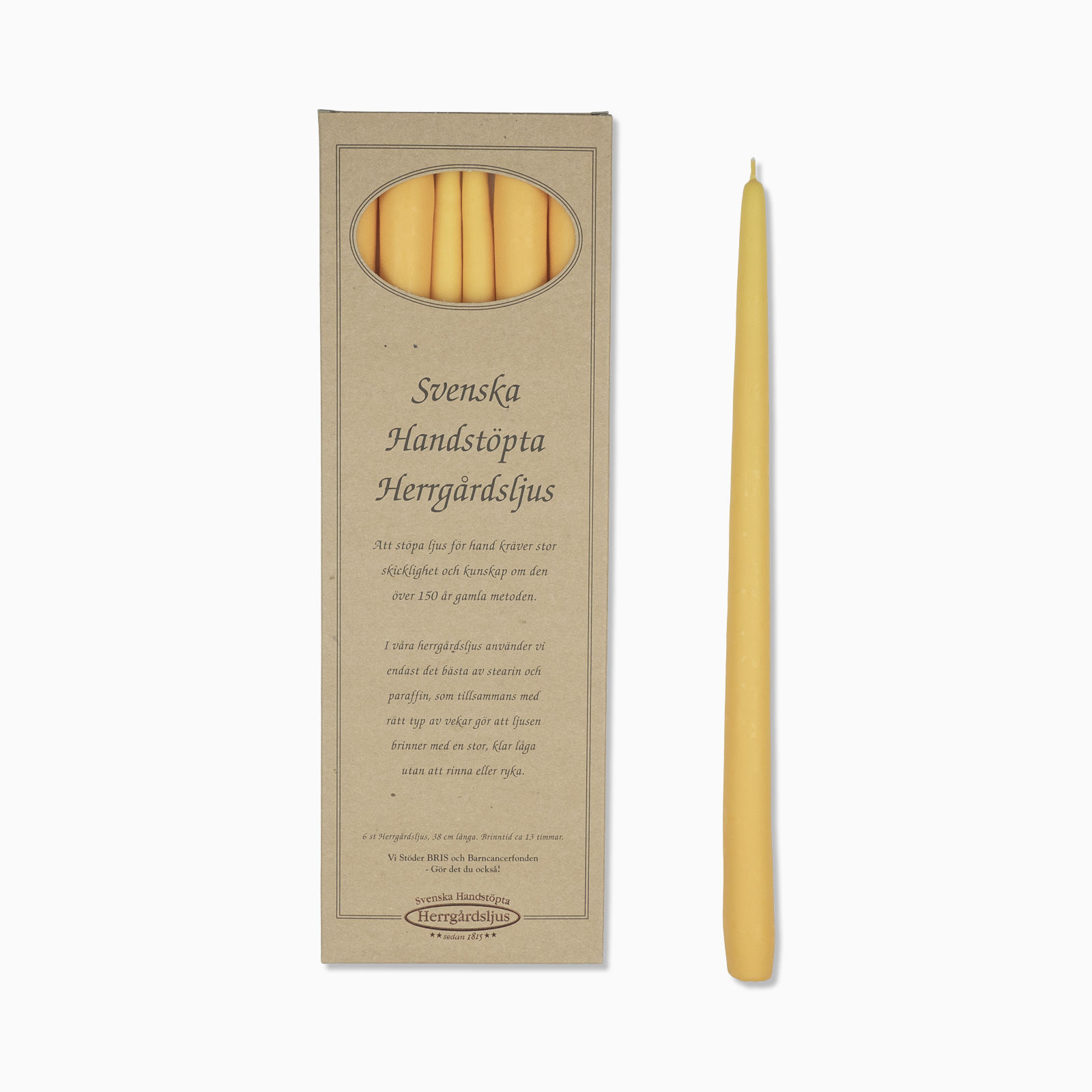 Herrgårdsljus 38 cm 6-pack gul