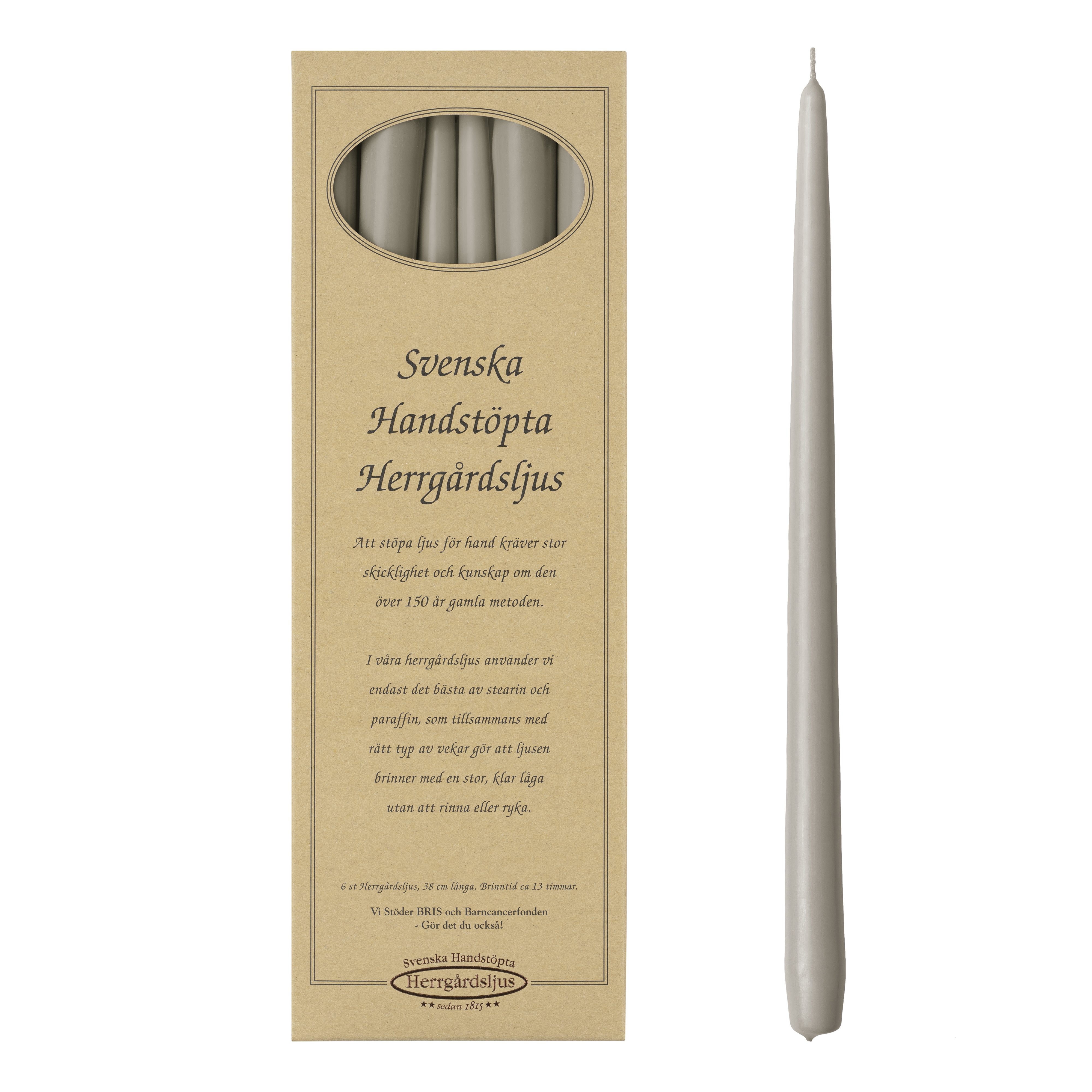 Herrgårdsljus 38 cm 6-pack lin