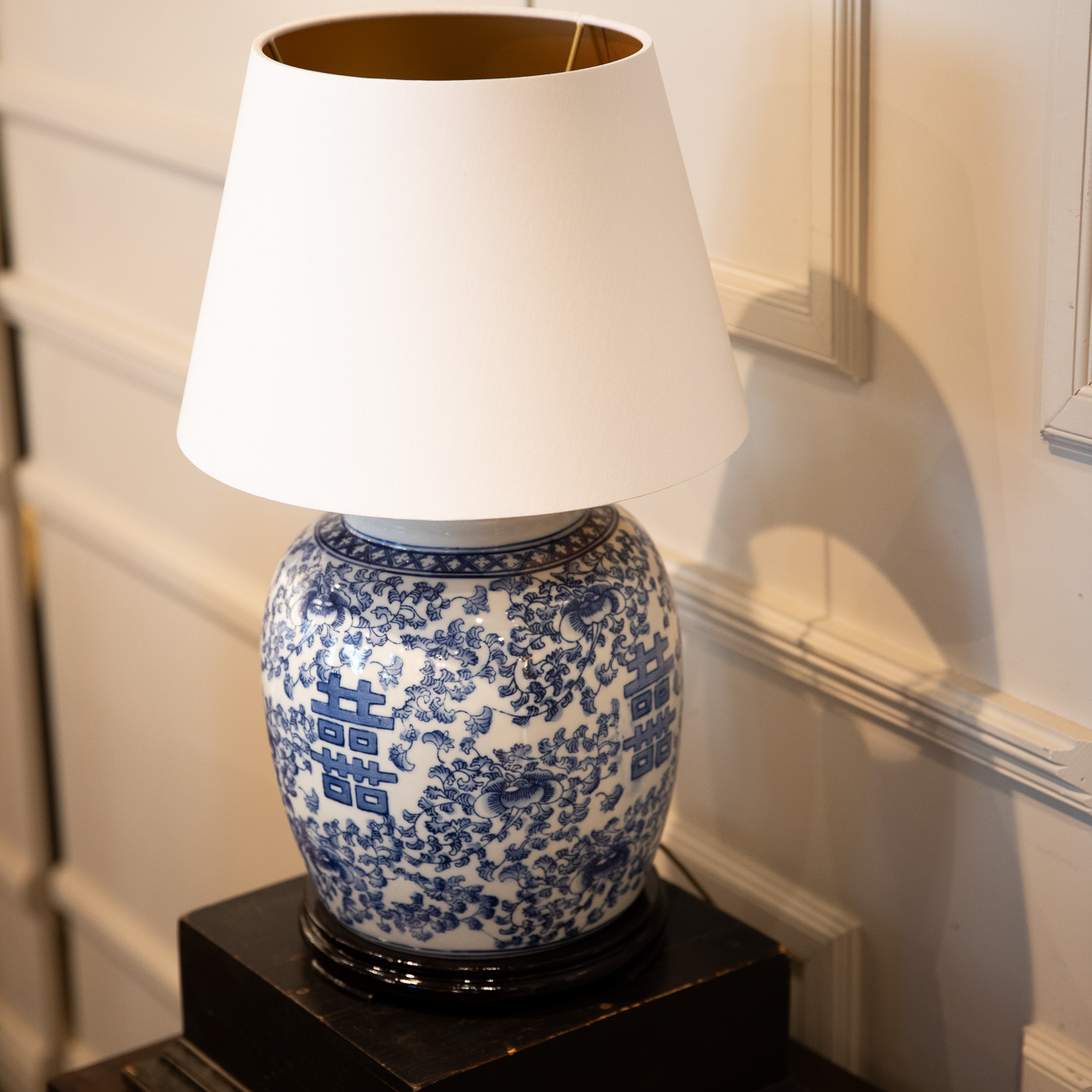 Lampfot Kina blå/vit