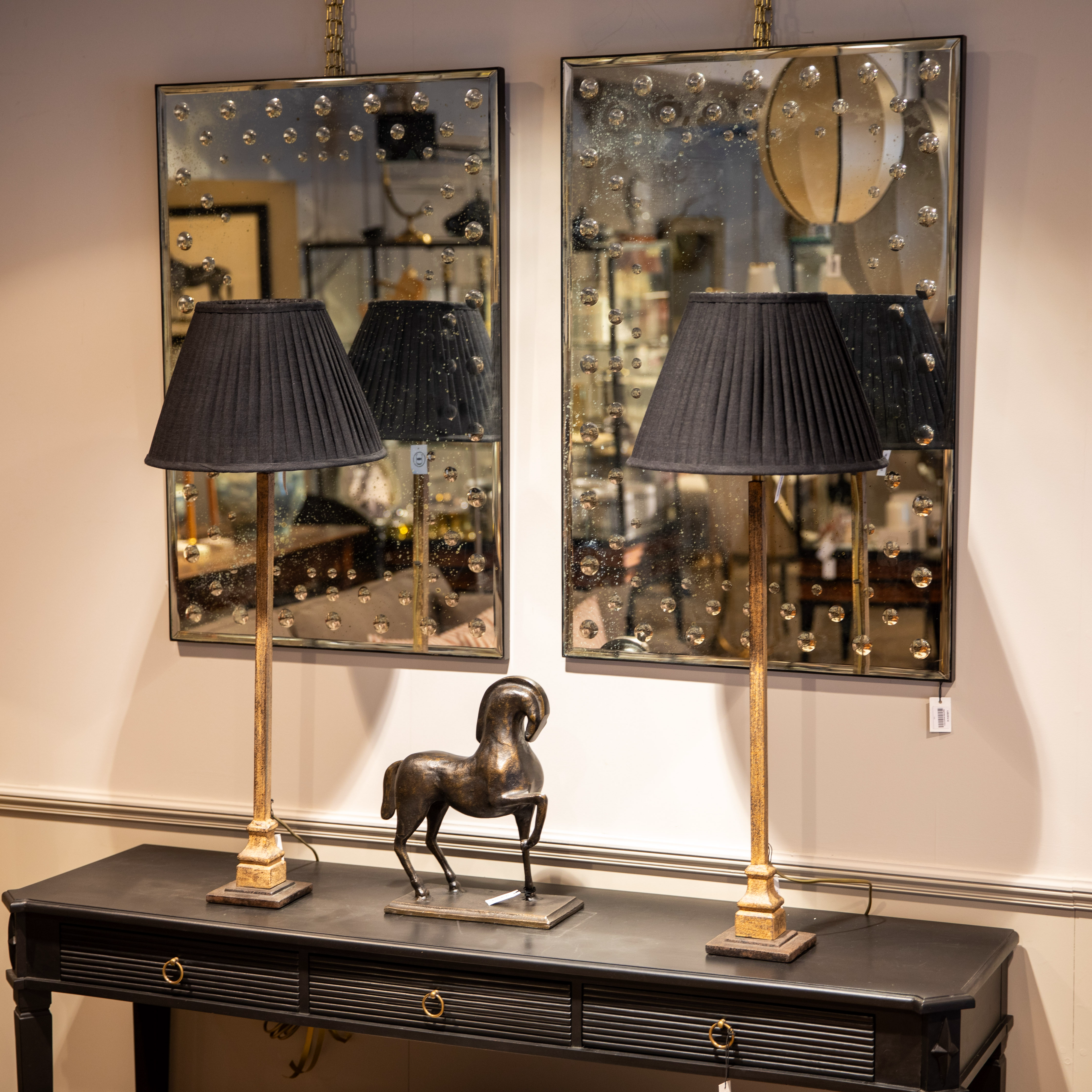 Lampskärm plisserad 35,5 cm svart linne