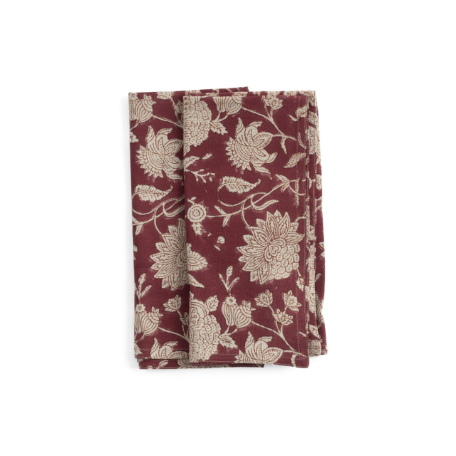 Linneservetter Indian Rose röd 50X50 2 st