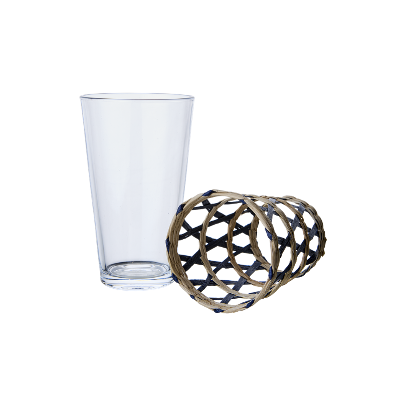 Glas med överdrag blå
