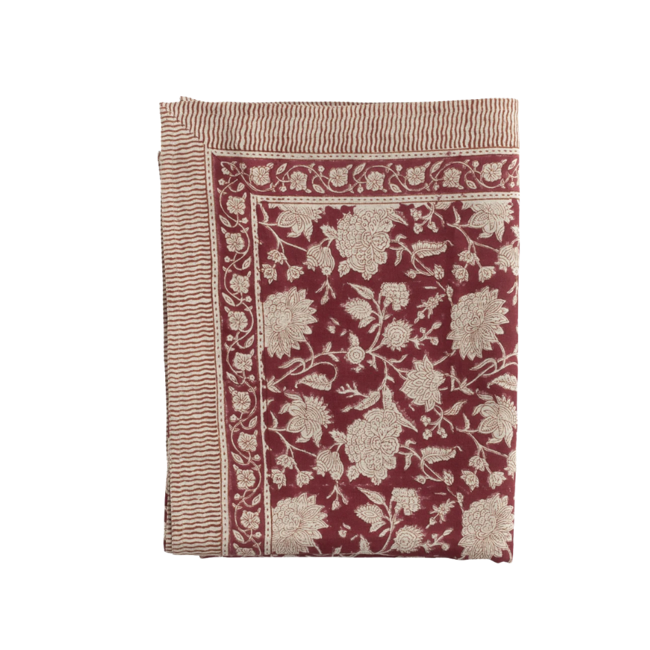 Linneduk Indian rose röd 150x350